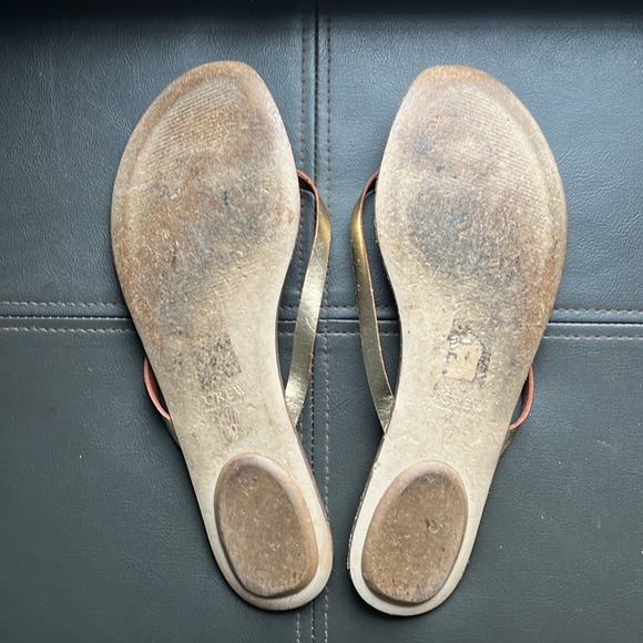 J. Crew | Rio Gold Metallic Italian Leather Summer Thong Flat Sandals Size 10 - Picture 4 of 5